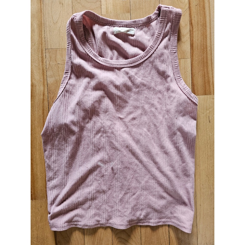 Pinc Girls Ribbed Tank Top Mauve Pink Sleeveless Crew Neck Crop Top Size 16